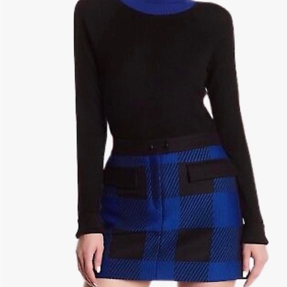 Rag & Bone Black And Royal Blue Plaid Mini Skirt